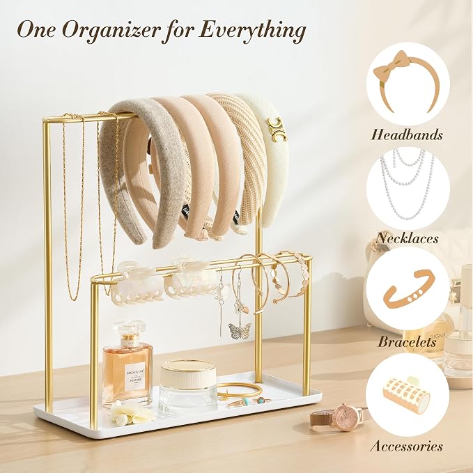 Headband Holder Organizer Metal 2-Tier - Image 2