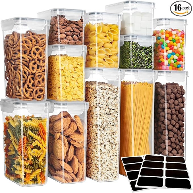 MR.SIGA 16 Pack Airtight Food Storage Container Set, BPA Free Kitchen Pantry by MRSIGA