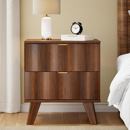 Nightstand, Bedside Table with 2 Drawers and Metal Handles, Sofa Side End Table - Image 3