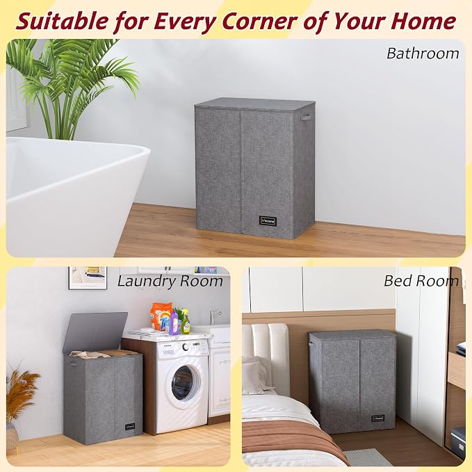 150L Laundry Hamper 2 Section, Large Laundry Hamper - Image 7