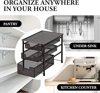 Simple Houseware Stackable 3 Tier Sliding Basket Organizer Drawer - Image 8