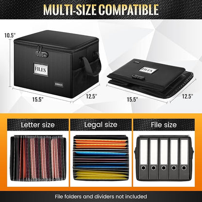 DEEGO Fireproof Document Box, Water-Resistant File Organizer Box - Image 3