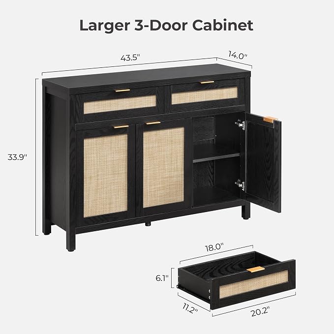 SICOTAS Rattan Sideboard Buffet Cabinet - Image 2