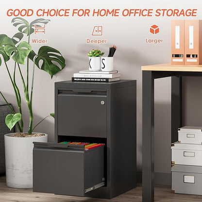 Metal Filing Cabinet With Lock, Vertical 2 Drawer Cabinet - Image 3