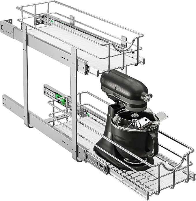 WelFurGeer 2-Tier Kitchen Cabinet Pullout Shelf and Drawer Organizer, Soft by WelFurGeer