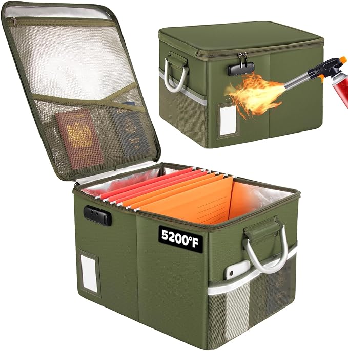 TOMKID 5200°F Fireproof Document Box, Fire Important Document Organizer by Aobteeny