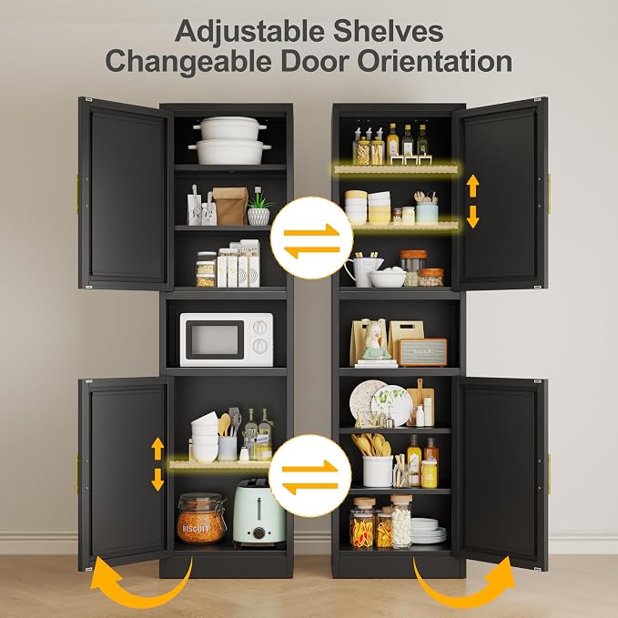 Ckzbx Tall Narrow Storage Cabinet 66.93" H Tall Bathroom Cabinet Metal Pantry - Image 6