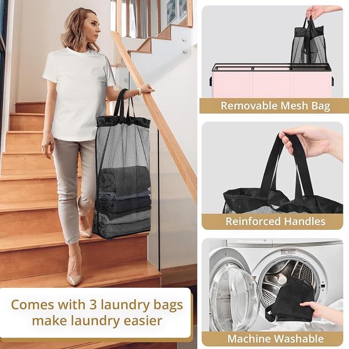 180L Laundry Hamper 3 Section, Large Laundry Basket - Image 5