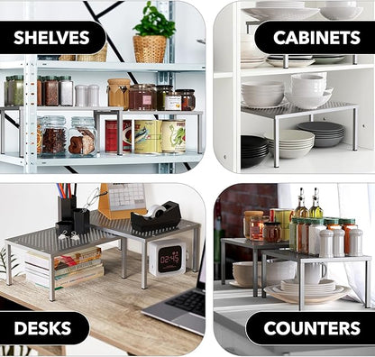 Simple Houseware Cabinet Counter Shelf Organizer w/Steel Surface - Image 7