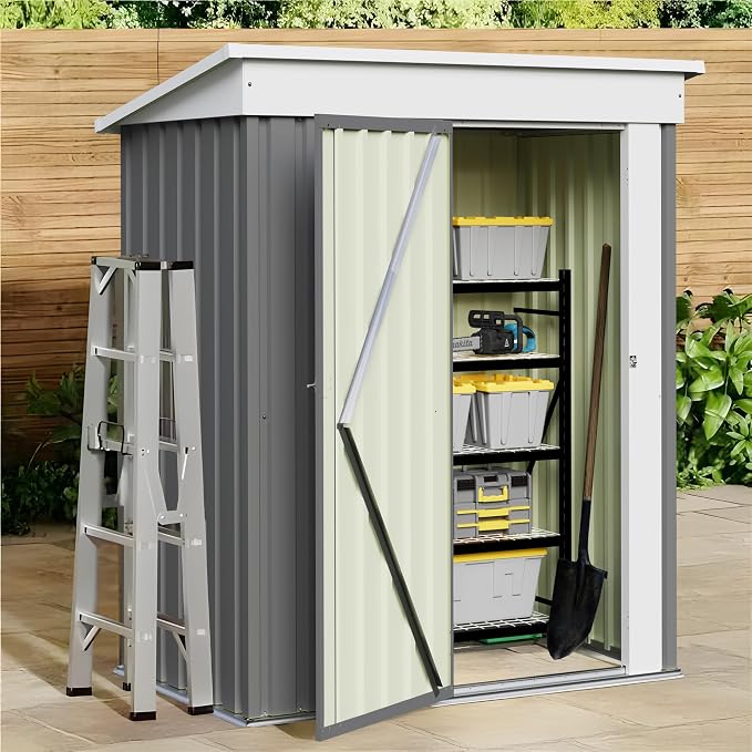 JUMMICO Metal Outdoor Storage Shed 5 x 3 FT Metal Shed - Image 2