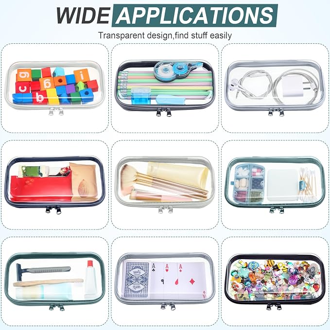 Sanwuta 6 Pcs Clear Hard Zipper Case Hard Plastic Zipper Pouches Transparent - Image 7