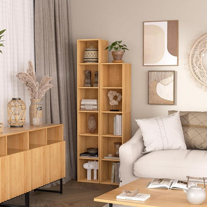 6 Cube Storage Organizer, 6 Tier Vertical Cube Bookcase Freestanding Storage - Image 2