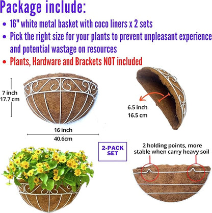LaLaGreen Wall Mounted Flower Baskets Extra Large Deck Rail Hanging Planters - Image 2