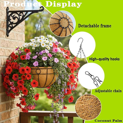 4 Pack 14" Round Metal Hanging Basket - Image 4