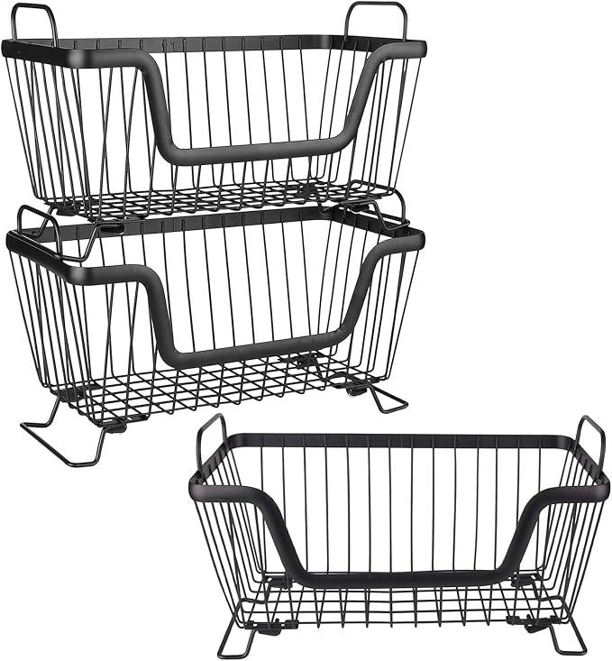 LOTTS Stackable Wire Basket, Metal Pantry Basket, Storage Organizer Bin by LOTTS