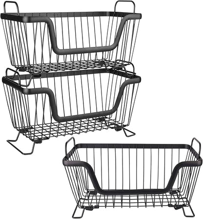 LOTTS Stackable Wire Basket, Metal Pantry Basket, Storage Organizer Bin by LOTTS
