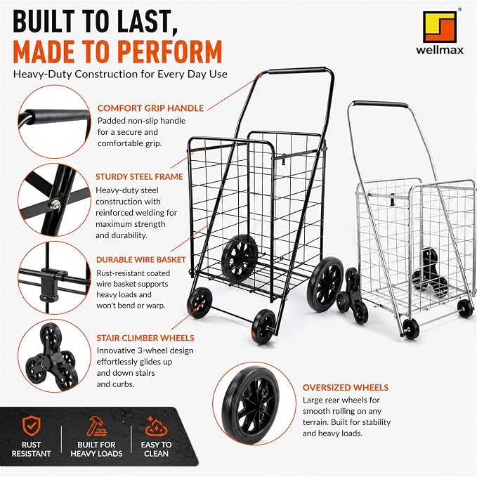 Wellmax 2-Pack Shopping Utility Cart - Image 3