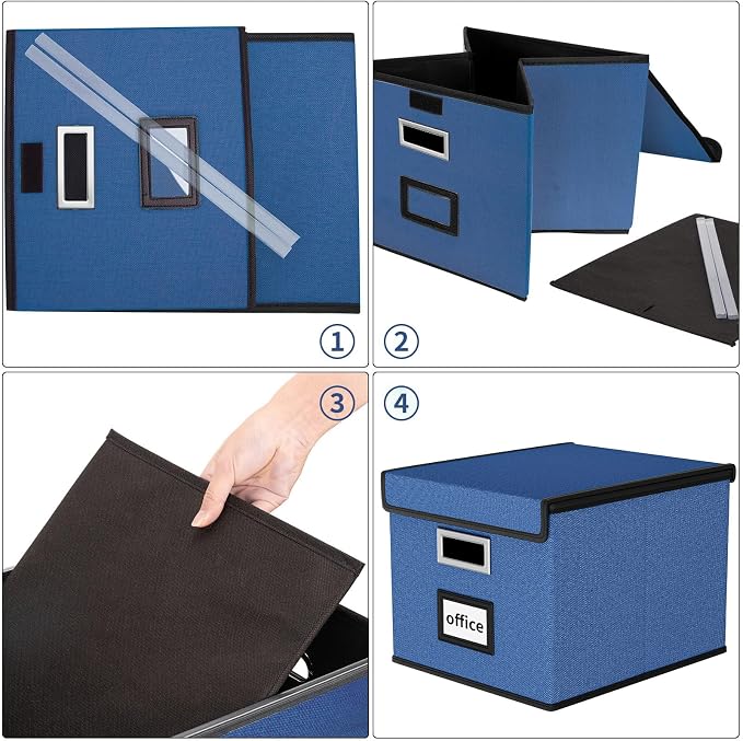 File Organizer Box with Lids, Collapsible File Folder Organizer | File Box with - Image 7