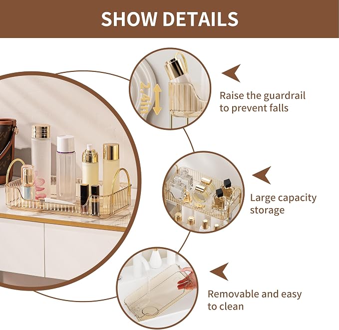 YCIA&DONE Bathroom Organizer Countertop, Makeup Storage, Skincare Cosmetic Tray - Image 3