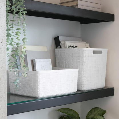 Curver Set of 4 Large Cube 17L Jute Decorative Plastic Organization and Storage - Image 8
