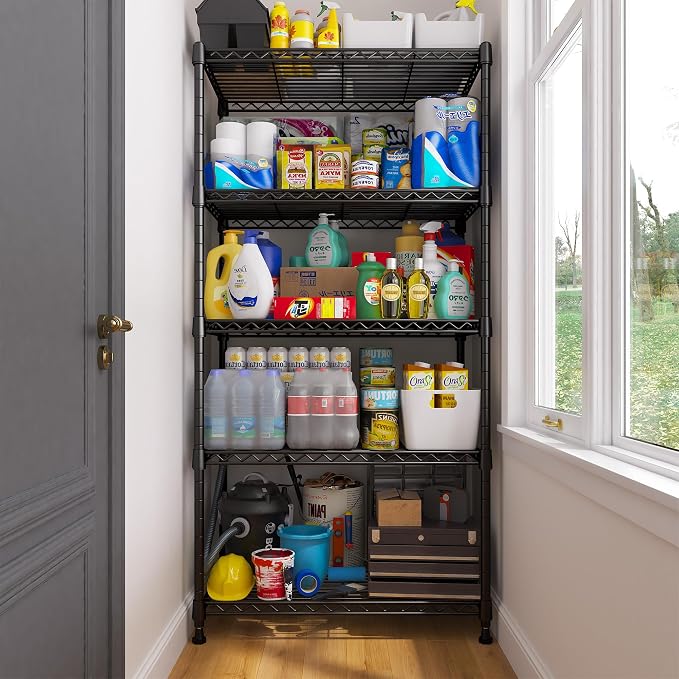 REIBII 5 Tier Storage Shelves Adjustable Wire Rack Shelving, Kitchen Shelves - Image 7