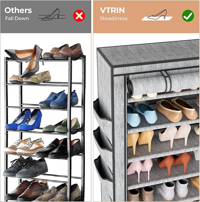 VTRIN Vertical Narrow Shoe Rack Organizer Tall Shoe Rack - Image 6