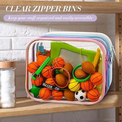 Hoolerry 4 Pcs Hard Clear Zipper Case Makeup Bags Plastic Pencil Pouch - Image 7