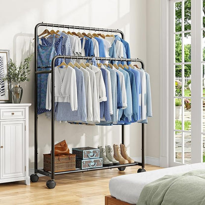 Simple Trending Clothing Clothes Rack Double Rods - Image 2