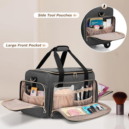 LUXJA Rolling Makeup Case with 3 Removable Pouches and 1 Makeup Brush Bag - Image 4