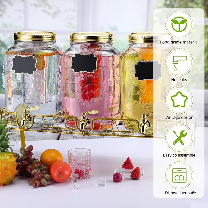 Lallisa 3 Pcs 2 Gallon Glass Drink Dispenser - Image 7