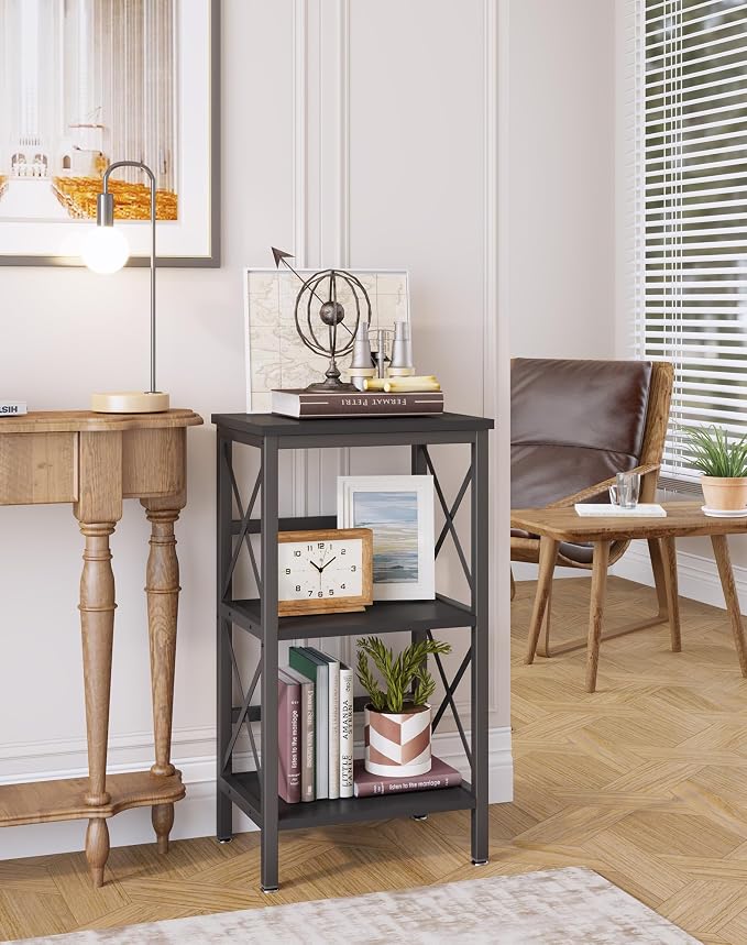 YMYNY 3 Tiers Bookcase, Industrial Metal Bookshelf - Image 4
