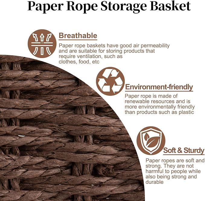 OIAHOMY Pantry Baskets for Organizing, Paper Rope Baskets - Image 4