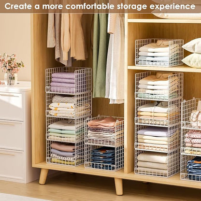 4-Tier Stackable Closet Organizers and Storage Baskets, Closet Shelf Organizer - Image 5