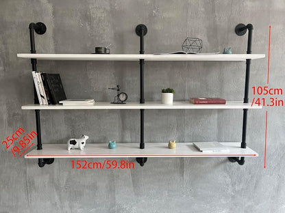 HDDFER Industrial Pipe Shelving Rustic White Pipe Wall Shelves Industrial - Image 2