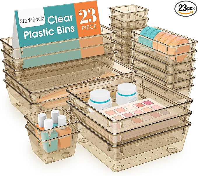 23 PCS Drawer Organizer Set, 5 Varied Size Bathroom and kitchen Drawer cabinet by StorMiracle