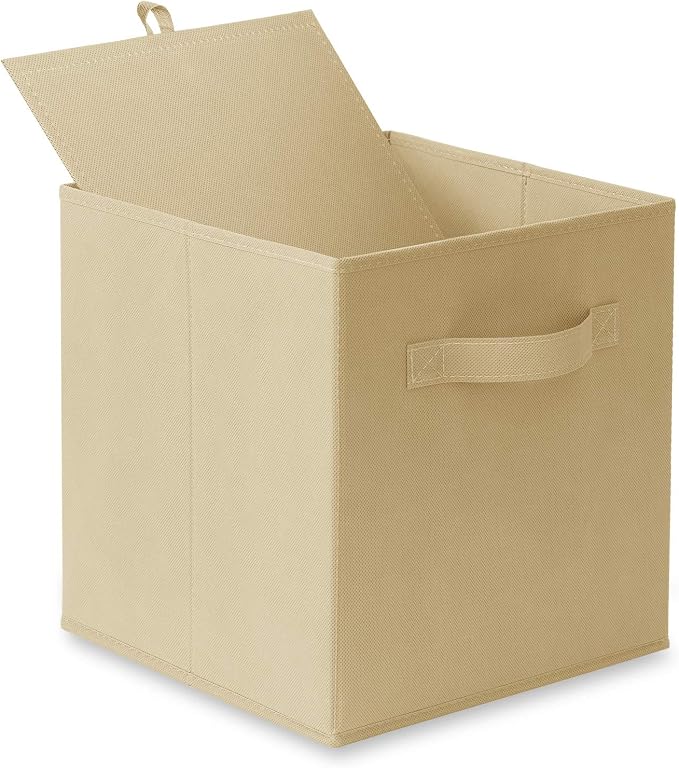 Casafield Set of 6 Collapsible Fabric Cube Storage Bins, Sandy Beige - Image 8