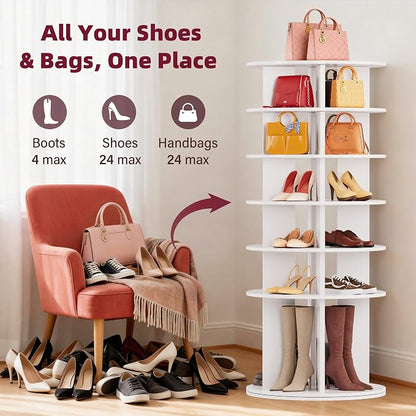 JUMMICO Rotating Shoe Rack Tower, 6-Tier Vertical Closet Storage Organizer - Image 4