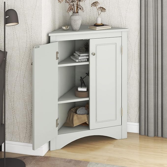 GDFStudio 31.5" H Triangle Corner Bathroom Storage Cabinet - Image 8