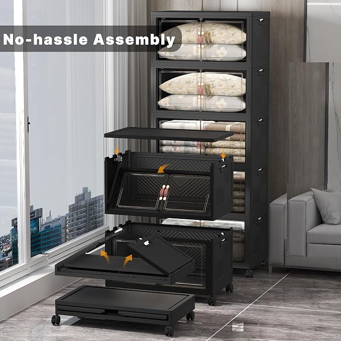 UAMFURI Stackable Storage Bins, 875QT Collapsible Drawers - Image 4