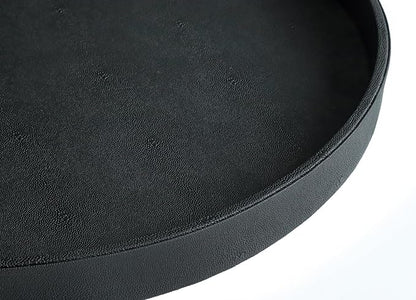 HofferRuffer Large Round Serving Tray 24'', Elegant Faux Leather Circle Ottoman - Image 3