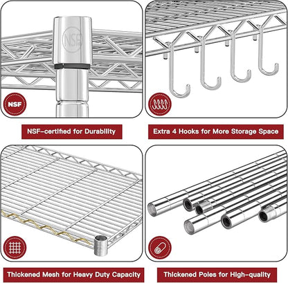 PrimeZone 3 Pack Steel Storage Wire Shelving 5 Tier Metal Shelves - Image 8