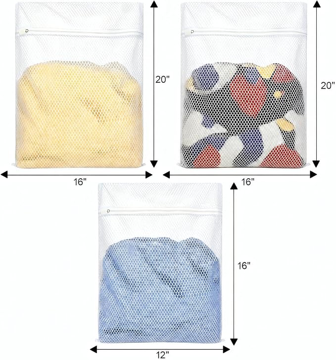 Honeycomb Mesh Laundry Bags 3 Pack, Durable Washing Bags - Image 4