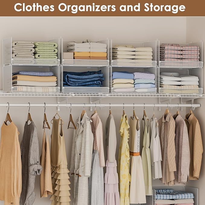 Tiaoheka 4-Tier Stackable Closet Organizers and Storage Shelves, Foldable - Image 5