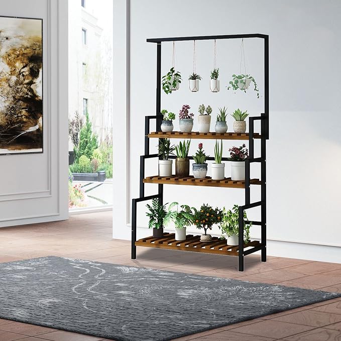 3-Tier Hanging Plant Stand Planter Shelves Flower Pot Organizer Rack Outdoor - Image 5