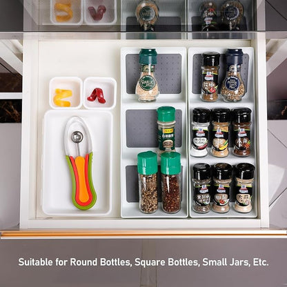 Spice Drawer Organizer, 3 Tier Non-Slip Silicone Seasoning Jars Drawer Insert - Image 7
