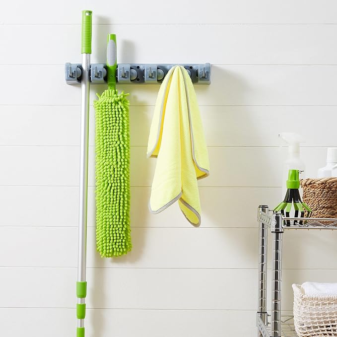Amazon Basics Rectangular Heavy Duty, Wall Mount Storage Broom, Mop Holder or - Image 5