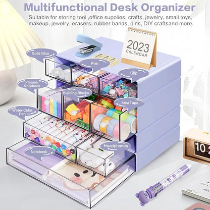 Desk Storage Organizer with 9 Drawers, 4 Tiers Stackable Desktop Craft Storage - Image 5