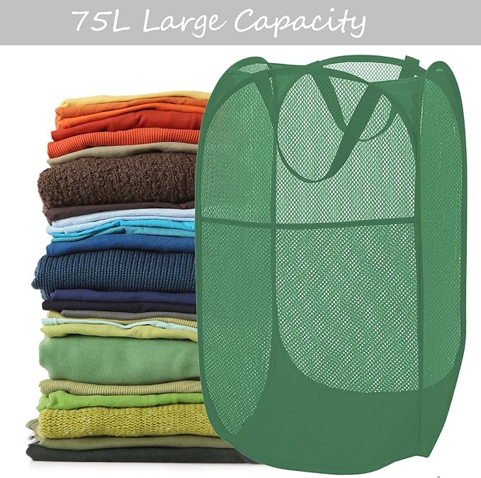 BATTOO Deluxe Strong Mesh Pop up Laundry Hamper Basket - Image 2
