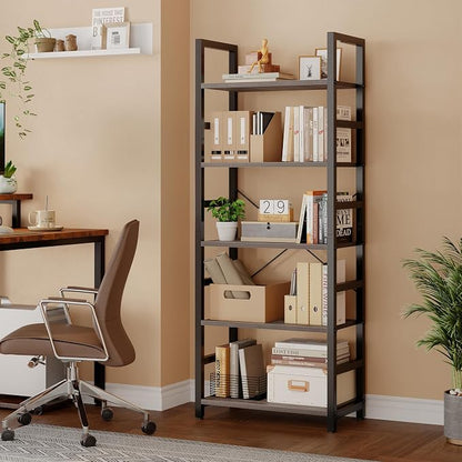 DUMOS 5-Tier Bookshelf, Modern Tall Bookcase Book Shelf | Open Storage Display - Image 4