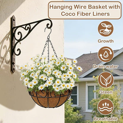 4 Pack 10 inch Metal Hanging Baskets - Image 3